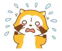 a cartoon drawing of a raccoon crying with tears coming out of its eyes