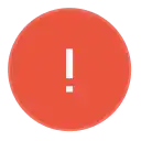 a red circle with a white exclamation point inside of it