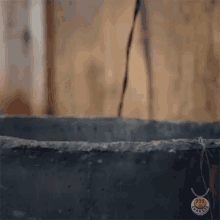 a puppy wearing a crown is looking out of a hole in the ground