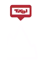 a red speech bubble with tirol written on it
