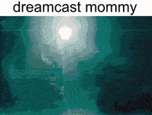 a blue background with the words dreamcast mommy written on it