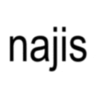 a black and white logo for najis is on a white background .
