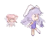 a pixel art drawing of a girl in a bunny costume