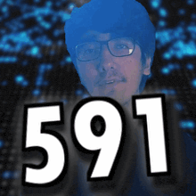 a picture of a man with glasses and the number 591