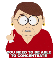 a cartoon of a woman giving a thumbs up with the words " you need to be able to concentrate " below her