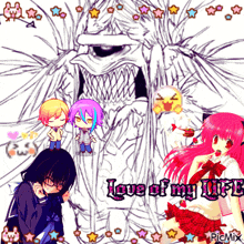 a drawing of a monster with the words love of my life written on it