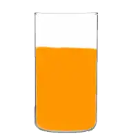 a drawing of a glass of orange juice with ice cubes in it