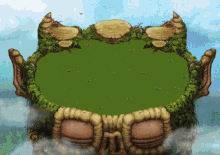 a pixel art drawing of a circle of grass and stump