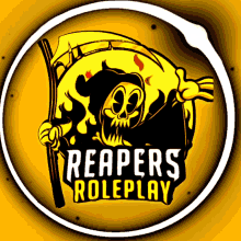 a logo for reapers roleplay with a grim reaper