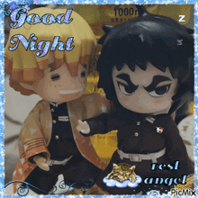 a picture of two dolls with the words good night rest angel on it