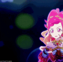 a pixel art of a girl with pink hair and the words hothotmiso on the bottom