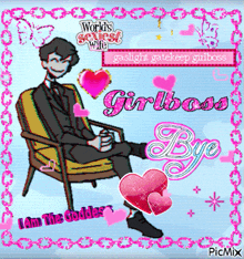 a man in a suit is sitting in a chair with his legs crossed and the words world 's sexiest wife