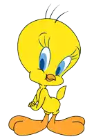 a cartoon character named tweety is standing with his feet crossed