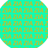 a green circle with orange letters that says zia on it