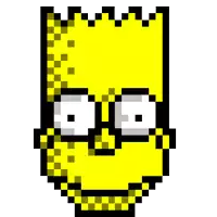 bart simpson is a pixel art character with glasses and a yellow face .
