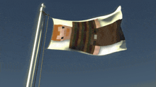 a flag with a minecraft character on it is flying in the wind