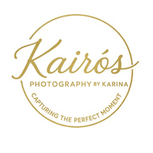 a gold logo for kairos photography by karina