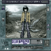 a black and white drawing of a person with a dragon on their back