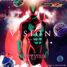 a poster of a superhero with the words visions tv size