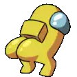 a pixel art drawing of a yellow among us character with a large butt .