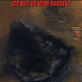 a screenshot of a video game with the words do not go near bushes