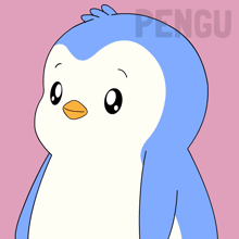 a blue and white penguin with another one written on it