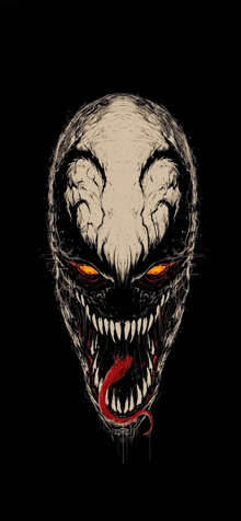 a drawing of venom 's face with a snake tongue sticking out