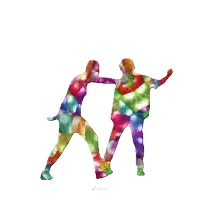 a silhouette of a person with a purple and green pattern on their body is dancing