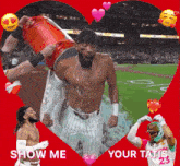 a picture of a shirtless baseball player with the words show me your tatis 23