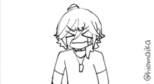 a black and white drawing of a person with the name himaika on the bottom right corner