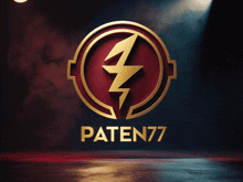 a logo for patent77 with a lightning bolt