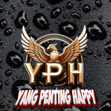 a logo for yph yang penting happy with a gold eagle