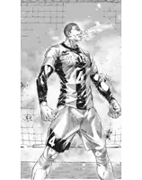 a black and white drawing of a soccer player with the number 4 on his jersey
