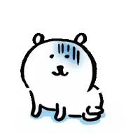 a cartoon drawing of a polar bear with a blue hat on