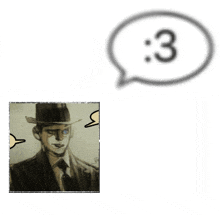 a drawing of a man with a speech bubble with the number 3