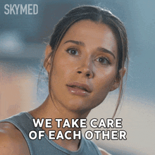 a woman says " we take care of each other " while looking at the camera