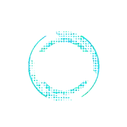 a blue circle with dots on it and a white background