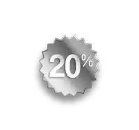 a silver sticker that says 20 % on a white background