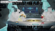 a screenshot of a video game with the words smartest finn player on it