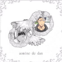 a drawing of a man with the name aomine de dan on it