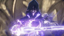 a video game character with a purple lightning bolt coming out of his hands