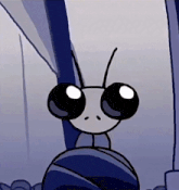 a cartoon drawing of a bug with big eyes and antennas