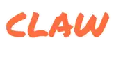 a logo for claw by atack in orange letters on a white background