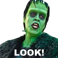 a picture of frankenstein with the words look on the bottom right