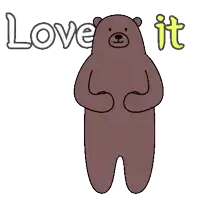 a cartoon bear is standing in front of the word love