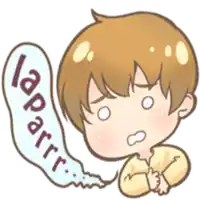 a boy with a speech bubble that says lap arrr