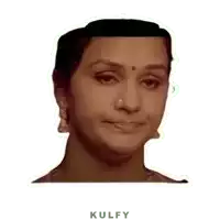 a close up of a woman 's face with the name kulfy on the bottom right