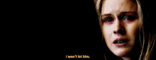 a close up of a woman 's face with the words i won 't let him