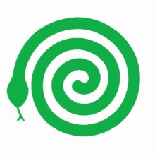a green and white spiral with a snake on it