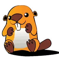 a cartoon drawing of a beaver with a white stripe on its chest